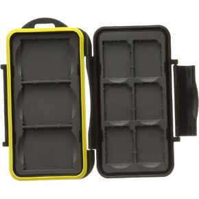 JJC MC-SD6CF3 Rugged Water-Resistant Memory Card Case fits 3x CF / 6x SD Cards, Black