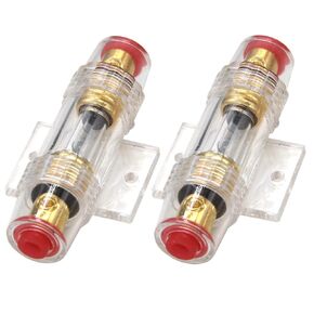 2Pcs 80Amp Inline AGU Fuse Holder Fuse Block Fits 4/8/10 Gauge Wire with Fuse