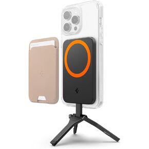 Spigen S319 (MagFit+) Tripod Phone Stand Compatible with iPhone 15/14/13/12 Series Adjustable Angle MagSafe Compatible Selfie Stick Tripod - Black