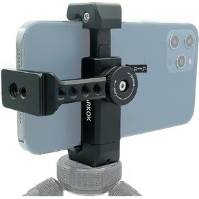 حامل ثلاثي للهاتف معدني مع حذاء بارد، فتحة لولبية 1/4 بوصة و3/8 بوصة ومنفذ أركا، محول حامل ثلاثي للهواتف الذكية لحامل الهاتف الخلوي iPhone Samsung، حامل ثلاثي للهاتف الذكي للبث المباشر للفيديو in Kuwait