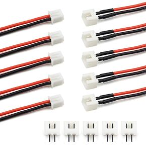 5 Pairs JST-XH 2.54mm 1S 2 Pin Balance Plug Lead Socket Male and Female Connector with 10cm Silicone Wire Cables for Woodland Just Plug Lights 3D Printer