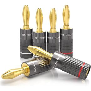 BlueRigger Banana Plugs 12 Pairs / 24 pcs (Closed Dual Screw) - 24 Pack Gold Plated Speaker Plugs Connector for Speaker Wire, Amplifier, Receiver, Banana Wall Plate, Home Theater in Saudi Arabia