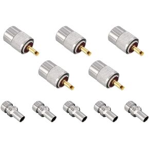 10 Pack UHF PL259 Solder Connector Plug with Reducer for RG8x, RG8, RG59, LMR-400, RG-213 Coaxial Coax Cable，Teflon Material 50ohm Low Loss RFAdapter Compatiable with Ham Radio Antenna (10-Pack)