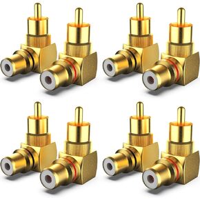 8-Pack RCA Right Angle Adapter 90 Degree RCA Male to Female Adapter Angled Connector Elbow Plug (4 Black + 4 Red) in Kuwait