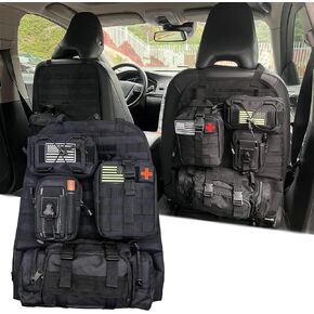 Tactical Car Seat Back Organizer With 4 Detachable Pouches Universal Upgrade Tactical Molle Vehicle Panel Organizer fits for Most of Car Truck Ford Jeep Vehicle