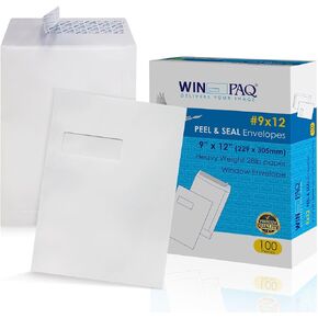 9x12 Open End Window Peel & Seal Envelopes(100Pcs) Perfect for Filing, Storing or Mailing Documents in Kuwait
