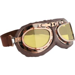 Motorcycle Goggles Vintage Pilot Glasses Anti Fog Dustproof ATV Off Road Motorbike Helmet Eyewear Cruiser Scooter Aviator Goggles Protect for Ridding Motorcross Racing (Brown)