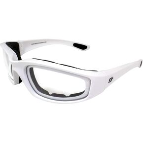 Motorcycle Clear Riding Glasses Sunglasses with Foam and White Frame Plus Carry Bag