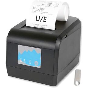 Thermal Receipt Printer, ZY908 Pos Printer, 80mm Direct Thermal, USB Ethernet Port, Support Windows/Mac/Android