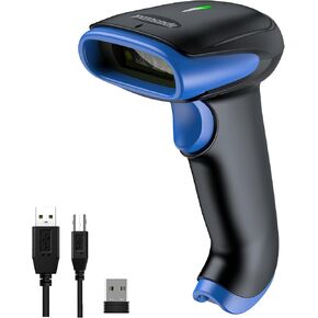 Symcode 2D ماسح الباركود اللاسلكي، Bluetooth6.0 وWireless2.4G وUSB اتصال سلكي، 1D 2D QR قارئ الرمز الشريطي الماسح الضوئي التلقائي سريع ودقيق للهواتف الذكية، الكمبيوتر اللوحي، الكمبيوتر الشخصي in Kuwait