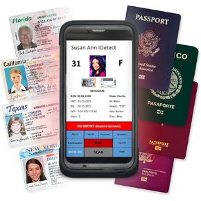 Quantum Edge ID Scanner V1 - Drivers License and Passport Age Verification and Customer Management - Includes Handheld Scanner, Outer Carry Case, & Accessories - POS ID and Document Scanner