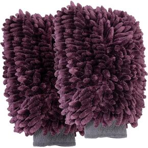 VIKING Car Wash Mitt, Microfiber for Car Cleaning, Premium Chenille, Black, 10 inch x 8 inch, 2 Pack