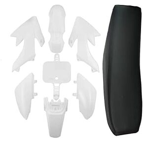 Plastics Kit with Black Seat for CRF50 XR50, Chinese 50cc 70cc 90cc Dirt Pit Bike,Fenders Fairings Replacement Plastic with Seat(white)