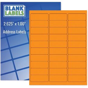 Blanks Labels Fluorescent Blue FBA & Mailing Labels from Blank Labels - 2-5/8" x 1" (2.625 x 1) - 30 Labels Per Sheet
