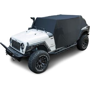82215370 Cab Cover Car Cover for Jeep Wrangler JK JKU JL JLU 2007-2023 4-Door Black Heavy Duty 600D Oxford Sun Shade Half Car Protect Cover with Door Hard Top Off 8104109