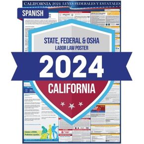 2024 California State and Federal Labor Laws Poster - Spanish Version - OSHA Workplace Compliant - All in One Required 24" x 36" - Laminated (Spanish)