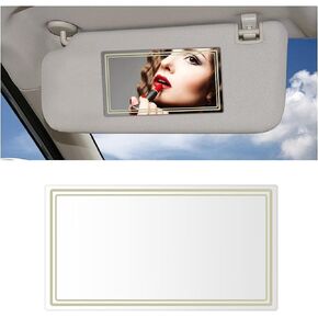 Car Sun Visor Mirror, Stainless Steel Seatback Makeup Mirror, Auto Self-Adhesive Cosmetic Mirrors, Travel Vanity Rearview Mirror, Universal for Vehicle Visor Seatback Dashboard (Rectangle)