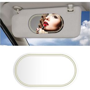 Car Sun Visor Mirror, Stainless Steel Seatback Makeup Mirror, Auto Self-Adhesive Cosmetic Mirrors, Travel Vanity Rearview Mirror, Universal for Vehicle Visor Seatback Dashboard (Rectangle)