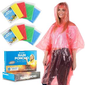Wealers Rain Ponchos for Adults Teens Disposable Bulk Pack Emergency Raincoat Parks Outdoors Multi Colors Waterproof