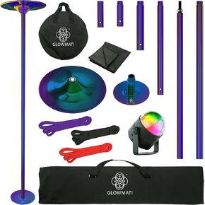 Portable Pole for Home - Dance Pole Spinning & Static for Professional Performances - Adjustable Height 7-10.7 ft - Included Carry Bag, Resistance Bands, Microfiber Towel and Light in Saudi Arabia