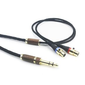 Replacement Audio Upgrade Cable Compatible with Audeze LCD-2 LCD-4 LCD-3 LCD-X LCD-XC Headphone 6N OCC Copper Silver Plated Cord with 6.35mm Adapter Walnut Wood Shell