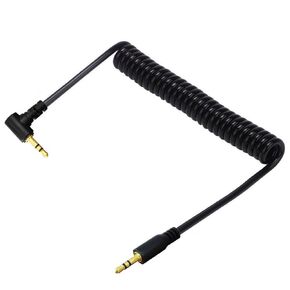 2.5mm Coiled Audio Cable 2.5mm to 2.5mm Spring Angled Male to Male Subminiature Stereo Headset Headphone Jack Gold Plated Connector Wire Cord Plug