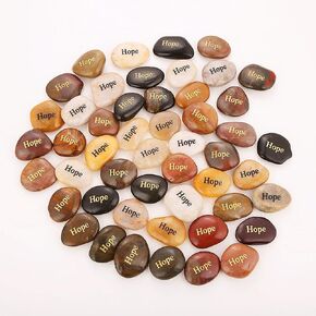 50PCS Hope Stones Engraved Inspirational Rocks Prayer Stones Gift Healing Stone Encouragement Hope Rocks Wholesale Bulk, 2"-3" ea