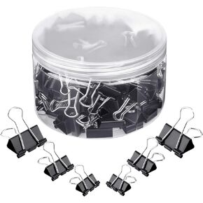 TecUnite 150 Pcs Binder Clips Assorted Sizes Black Paper Clamps Clips Large Medium Small Clips Office Supplies