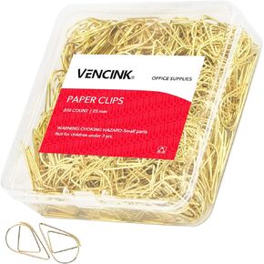 Black Cute Paper Clips, VENCINK 300 Pieces Smooth Stainless Steel Drop-Shaped Wire Small Paperclips for Office Supplies Wedding Women Girls Kids Students Paper Document Organizing (1 inch)