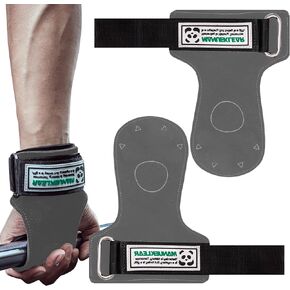 MANUEKLEAR Weight Lifting Wrist Wraps, Wrist Straps for Weightlifting with Cushion Leather Wrist Hooks Deadlift Straps Hand Grips Fitness Workout Pads for Men Women Pull-ups, Powerlifting