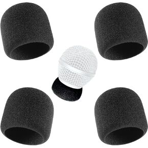 Microphone Grill Interior Foam Windscreen Replacement for SM58, Beta58 and Universal Mic for Recording, Interview, Singing, 4 Pack Black
