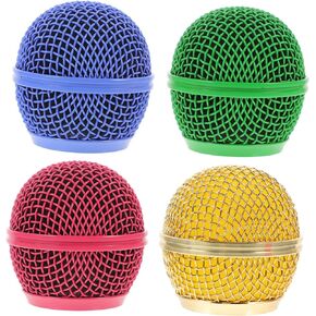 4pcs Colored Microphone Accessories Metal Mic Head Microphone Grill Cover Mesh Microphone Grille Mic Cover Microphone Head Mesh Microphone Grill Head Supplies Replace
