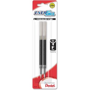 Pentel® EnerGel® Liquid Gel Pen Refills, Needle Point, 0.7 mm, Black Ink, Pack of 2