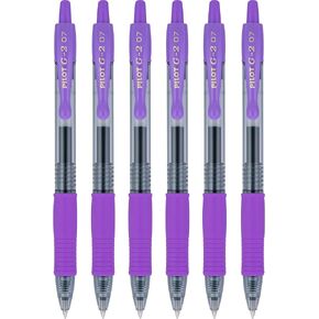 Pilot G2 Retractable Rollerball Gel Pens, Fine Point, 0.7mm, Purple Ink, 6 Count