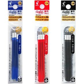 Pilot Gel Ink Refills for FriXion Ball 3 Gel Ink Multi Pen & FriXion Ball Slim 038 Gel Ink Pen, 0.38mm, Black/Blue/Red Ink, 3 Packs 9 refills total Value Set