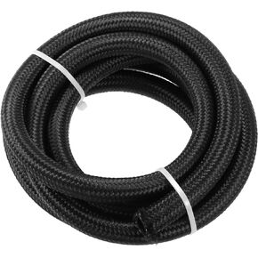 X AUTOHAUX 8ft 8AN Fuel Hose AN8 Universal Car Braided Nylon Stainless Steel CPE Oil Fuel Gas Line Hose Black
