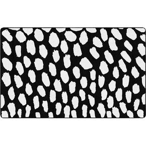 Flagship Carpets Schoolgirl Style White on Black Safari Dot Classroom Area Rug for Indoor Classroom Learning or Kid Bedroom Educational Play Mat, 7'6"x12'