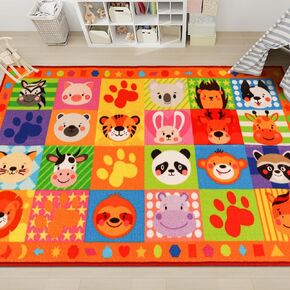 Classroom Carpet Kids Rug,78.7"X59" Cute Animal Kids Rugs for Playroom,Non-Slip Educational Classroom Rug,Washable Preschool Rugs for Classroom Elementary Playroom Kids Room Nursery