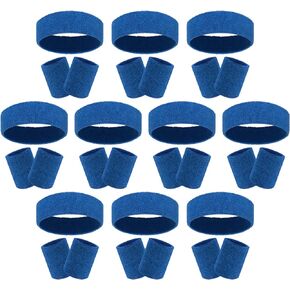 30 Pcs Sweatbands Wristbands Set Absorbent Terry Cloth Headbands Wristbands Neon Color Striped 80s Athletic Sweatbands for Sports Gym Exercise