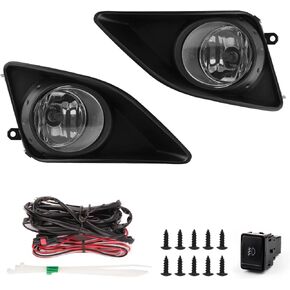 RP Remarkable Power, Fog Light for 2008-2010 Corolla& Altis Fog Lamps with H11 12V 55W Halogen Bulb and Wiring Harness& Switch Clear Len Light Kit Assembly FL7005