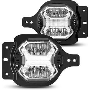 SPL Upgraded 4 Inch LED Fog Lights Jeep JK Wrangler Fog Lights Compatible with 2007-2018 Jeep Wrangler JK JKU TJ, 60W Front Bumper Fog Lights with X-Shaped DRL, Built-In EMC, Plug And Play (Pair)