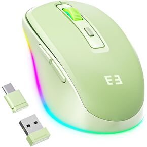 seenda Wireless Mouse, Type C Mouse with Jiggler - Light Up USB C Mouse, USB & Type C Receiver, Build-in Jiggler Mover Compatible with MacBook,iPad,Windows Tablet/Laptop/Computer - Black