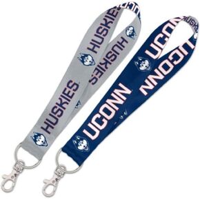 WinCraft NCAA University Connecticut UCONN Huskies 1" Inch Lanyard Key Strap, Metal Ring, Blue, Grey, Red, White, Navy