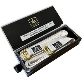 Yoga Strap with Durable Sliding Brass Buckle | Strong & Secure Yoga Strap | Double Thickness Adjustable Yoga Belt for Daily Stretching, Yoga, Pilates & Fitness