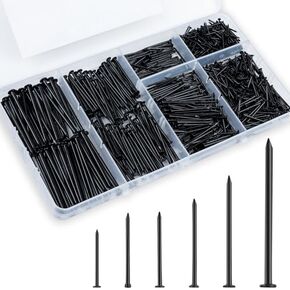 KURUI 700PCs Small Nails for Hanging Pictures Assortment Kit & Pink 8oz Small Hammer for Women, Mini Pink Tool Hammer With Hardware Finish Nails Assorted Set, 280 Wall Nails & 280 Finishing Nails