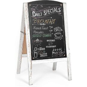 Ilyapa A-Frame Chalkboard Sidewalk Sign - 26x56 inches, Rounded Top Folding Standing Sandwich Sign – Sturdy Freestanding White Sandwich Board, Menu Display for Restaurant, Business, or Weddings