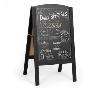 Ilyapa A-Frame Chalkboard Sidewalk Sign - 26x56 inches, Rounded Top Folding Standing Sandwich Sign – Sturdy Freestanding White Sandwich Board, Menu Display for Restaurant, Business, or Weddings