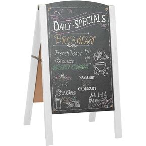 Ilyapa A-Frame Chalkboard Sidewalk Sign - 20 x 40 inches, Rounded Top Folding Standing Sandwich Sign - Sturdy Freestanding Black Chalk Board Sandwich Menu Display for Restaurant, Business, or Weddings