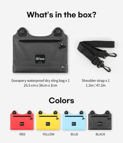 GOOSPERY Waterproof Floating Pouch Dry Bag with Adjustable Crossbody Strap, Floating Pouch for Water Activity, Snorkeling, Swimming, Kayaking - Black in Saudi Arabia