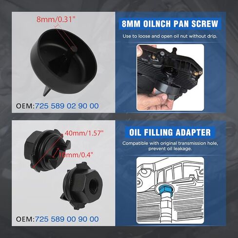 أداة تعبئة زيت ناقل الحركة المعدني - MOTOCOCHE 4 قطع أداة تغيير زيت قضيب معدني محول تصريف زيت ناقل الحركة (ATF109) متوافق مع مرسيدس بنز 725.0 9 سرعات مع حافظة in Kuwait